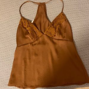 Burnt orange silk blouse